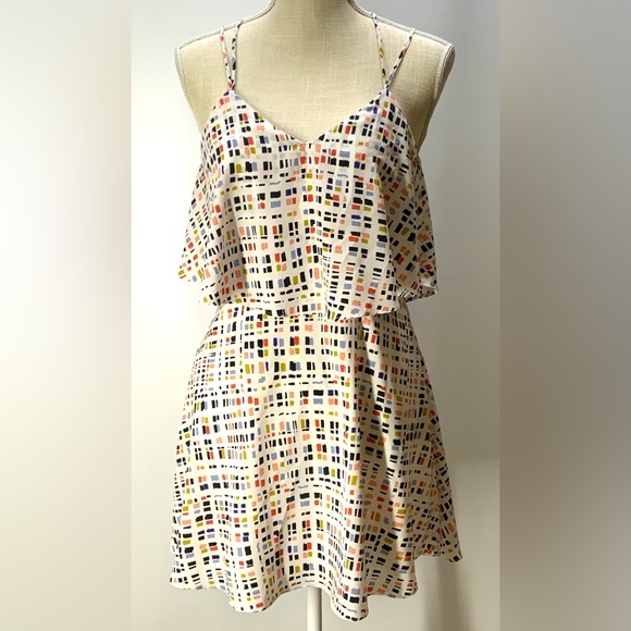 CeCe by Cynthia Steffe Strappy Summer Dress-White with Geometric Pattern-Size 0 - Picture 1 of 14